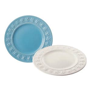 ウェッジウッド クイーンズウェア コレクション フェスティビティ ペアプレート27cm (アイボリー・ブルー)[3049-032]【贈りものカタログ】