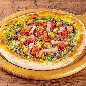 デルソーレ HOKKAIDO PIZZA 噴火湾産ベビーホタテとホエー豚ベーコンのバジルピザ 約342g×1枚(直径約23cm)【＠FROZEN】