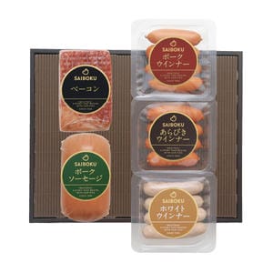 埼玉 SAIBOKU 和風焼豚、ソーセージセット(和風焼豚250g、ポークソーセージ230g、ポークウインナー、あらびきウインナー各56g×2個)【夏の贈りもの・お中元】【KN】