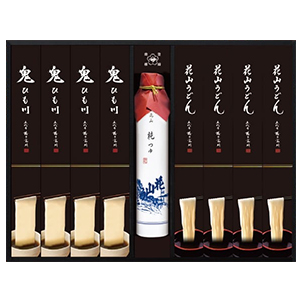 群馬 花山うどん 花山うどん・鬼ひも川純つゆ付き(花山うどん90g×4把、鬼ひも川90g×4把、花山純つゆ190ml×1本)【夏の贈りもの・お中元】【KN】