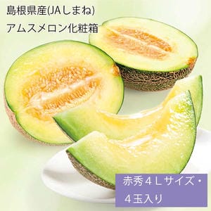 島根県産(JAしまね) アムスメロン化粧箱 赤秀4Lサイズ・4玉入り【お届け期間:6月1日〜7月28日】【旬鮮便】【NN】