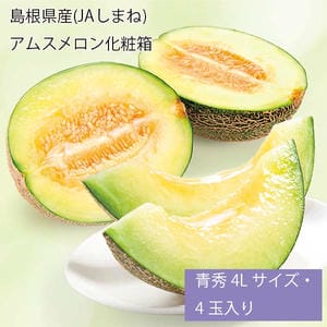 島根県産(JAしまね) アムスメロン化粧箱 青秀4Lサイズ・4玉入り【お届け期間:6月1日〜7月28日】【旬鮮便】【NN】