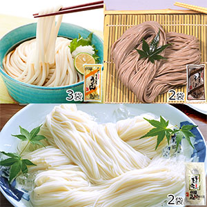 創麺屋 手延べ半生麺3種7袋セット(うどん3袋・そうめん2袋・そば2袋)(L8281)【Ａセレクション7月】【サクワ】