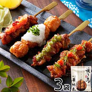 博多華味鳥 焼き鳥セット(もも串・つくね串・むね串・皮串 各1本)×3袋(L8301)【サクワ】