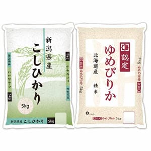 【令和7年産】【精米】ヤマトライス 新潟県産コシヒカリ 5kg・北海道産ゆめぴりか 5kg【超！ナツ夏祭り】【CB】