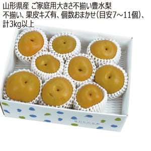 山形県産 ご家庭用大きさ不揃い豊水梨 不揃い・果皮キズ有・個数おまかせ(目安7〜11個)・計3kg以上 【お届け期間:9/1(火)〜9/30(水)】【MK】