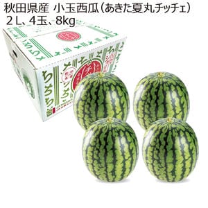 秋田県産 小玉西瓜(あきた夏丸チッチェ) 2L4玉8kg 【お届け期間:8/1(土)〜8/15(土)】【MK】