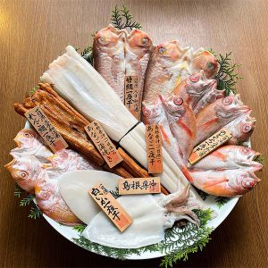 島根 岡富商店 「一日漁」吉兆之舞(甘鯛2枚・のどぐろ4〜6枚・あなご一夜干し1尾・あなご蒲焼き1尾・れんこ鯛2枚・白いか2枚)【NN】