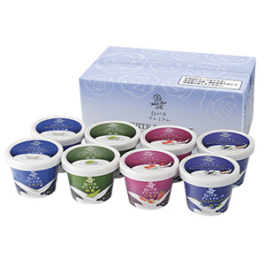 鳥取 大山乳業 白バラプレミアムアイスギフト8個 (ミルク、抹茶:110ml×2個 いちご、ブルーベリー＆クリームチーズ:各95ml×2個)【NN】