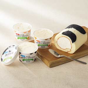 黒沢牧場 牛柄ロールケーキとクラフトアイス3種の食べくらべ ミルクロール クラフトアイス(ミルク・ほうじ茶・梅 各2) 【NN】