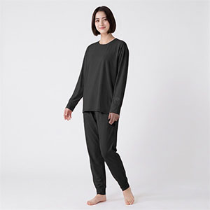 トップバリュ EXセリアント ウェア ルームウエア上下セット(ルーム長袖Tシャツ＆ルームロングパンツ)クロ / Lサイズ【限定10点】【敬老の日・ソーシャル対応可】