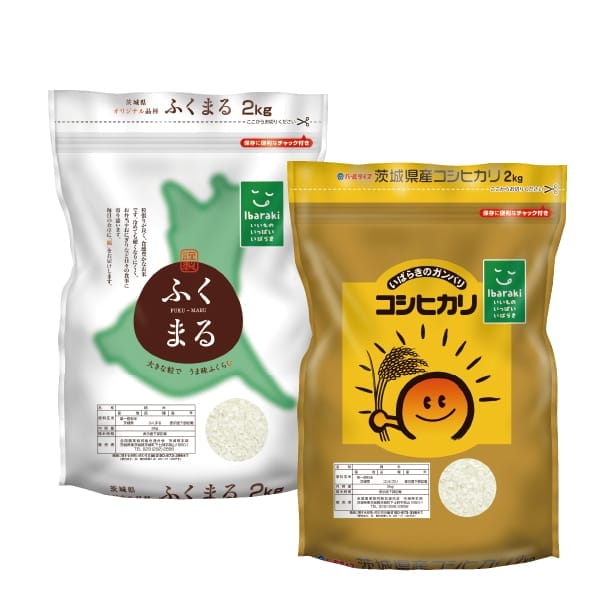 【令和8年度産】【精米】全農茨城県本部 茨城県産 コシヒカリ＆ふくまる食べ比べセット 2kg×2袋【お届け期間:9月25日〜12月7日】【KN】