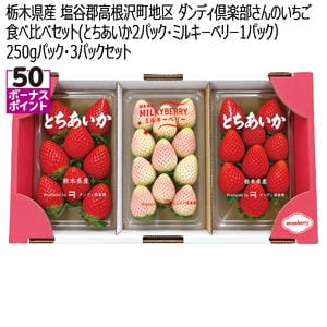 栃木県産 塩谷郡高根沢町地区 ダンディ倶楽部さんのいちご食べ比べセット(とちあいか2パック・ミルキーベリー1パック) 250g 3パックセット【お届け期間:1月5日〜3月31日】【KN】