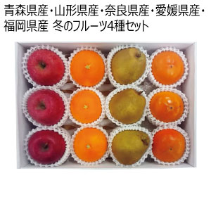 青森県産・山形県産・奈良県産・愛媛県産・福岡県産 冬のフルーツ4種セット(お届け期間：11/25〜12/20)【冬の贈りもの・お歳暮】