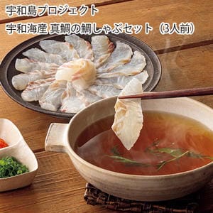 愛媛宇和島プロジェクト 宇和海産真鯛の鯛しゃぶセット(3人前) (養殖真鯛皮無しスライス9g×10枚、出汁 750g)×3セット【お届け期間:11月11日〜1月10日】【旬鮮便】【NN】