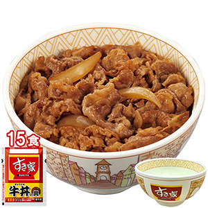すき家 冷凍牛丼の具 茶碗付き135g×15食【限定300点】(L8406)【ブラックフライデー】【サクワ】