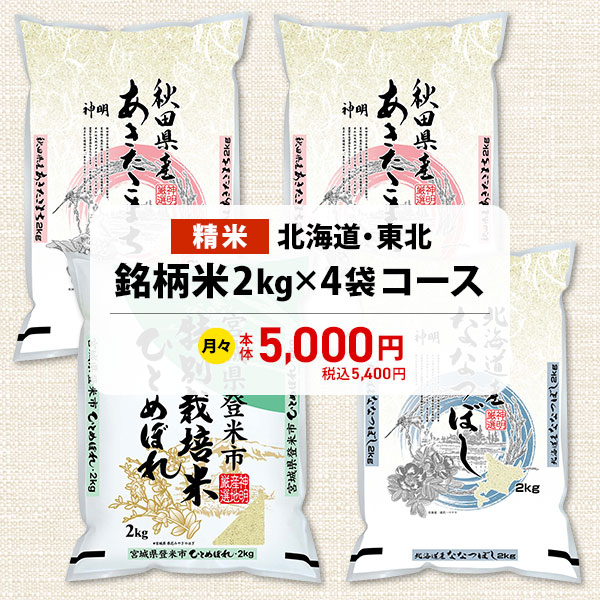 【精米】北海道・東北銘柄米2kg×4袋コース　商品画像1